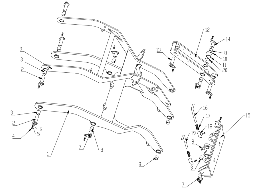 Arm assembly exploded parts diagram