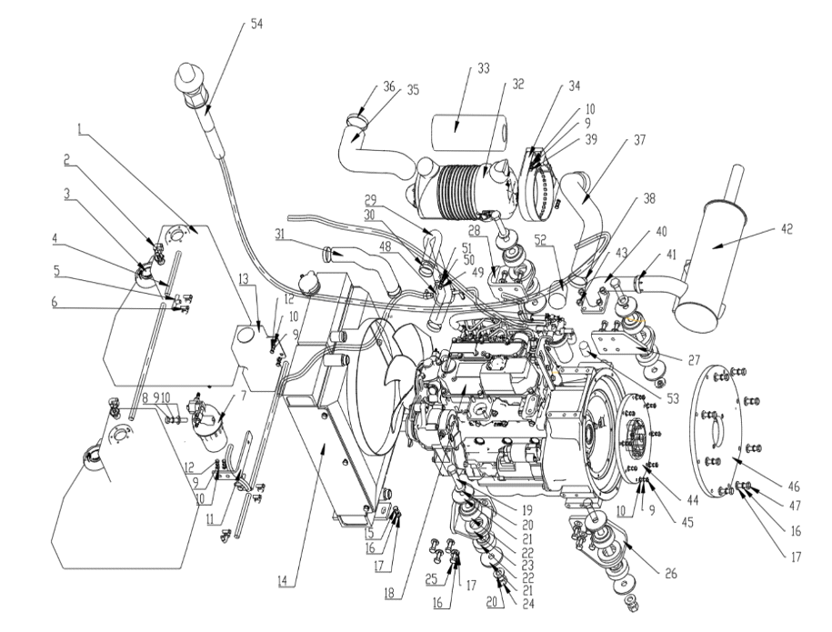 Power assembly exploded parts diagram